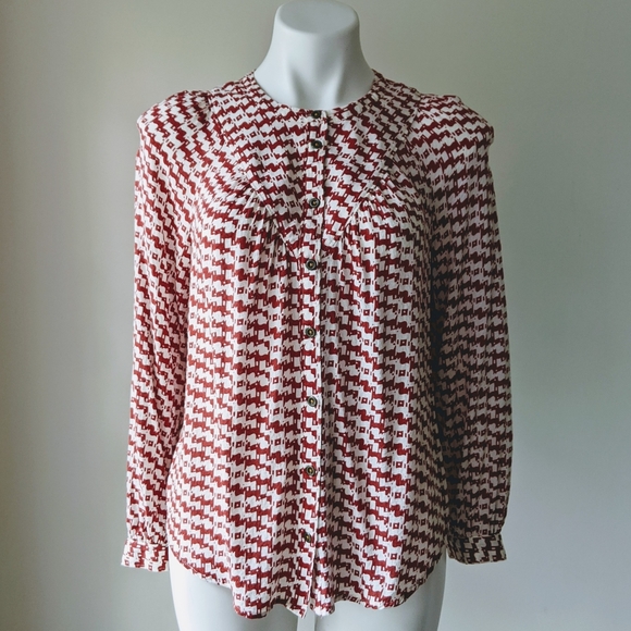 Maeve by Anthropologie Button Front Dog Print Blouse S - Picture 2 of 9